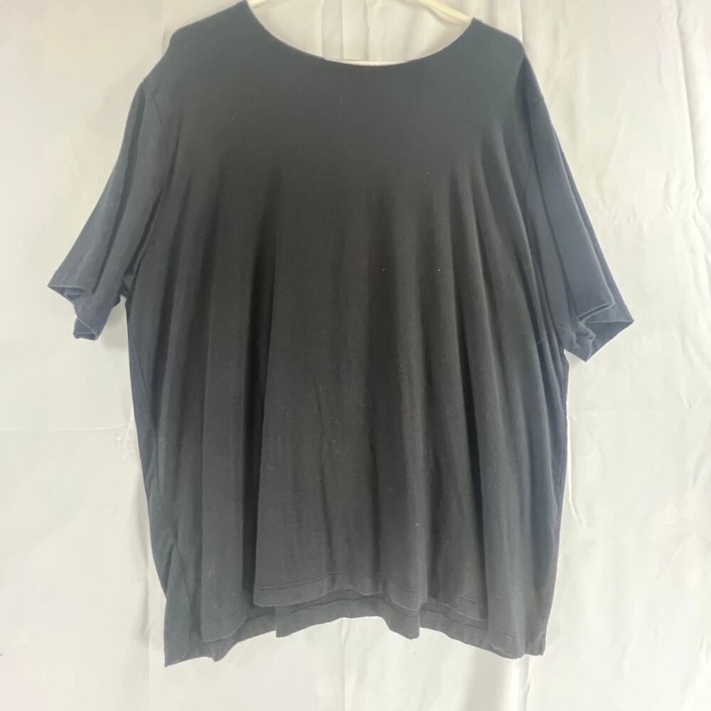 Freelance Womens Black Modal Spandex Short Sleeve T-Shirt Size 1X A04518